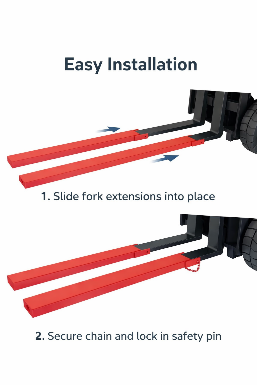 fork extension slide on installation