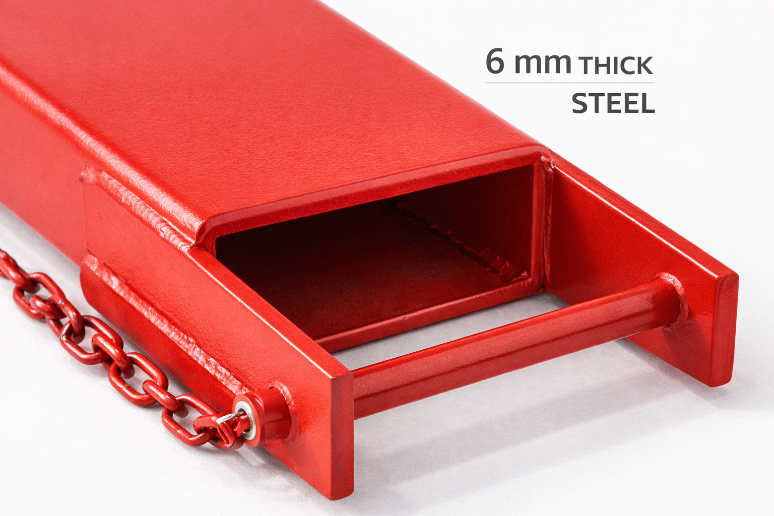 fork extension steel thickness close up