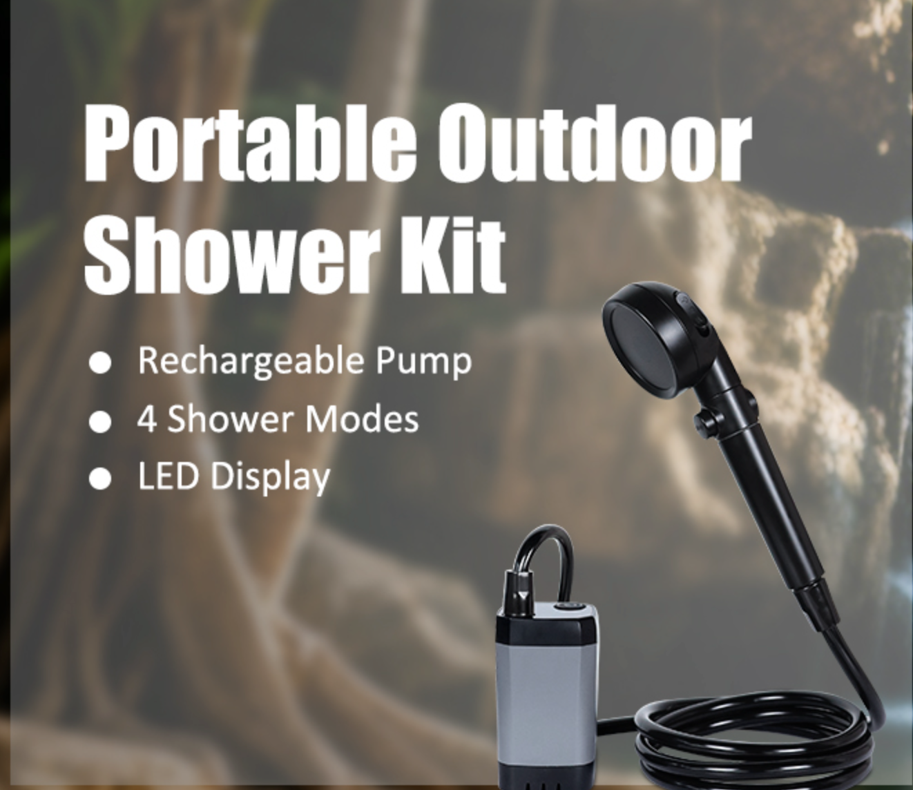 CNMI GUAM Free Air Ship.    Portable Shower - Rechargeable Shower Pump with Filtered Shower Head, 4 Spray Modes & LED Display.