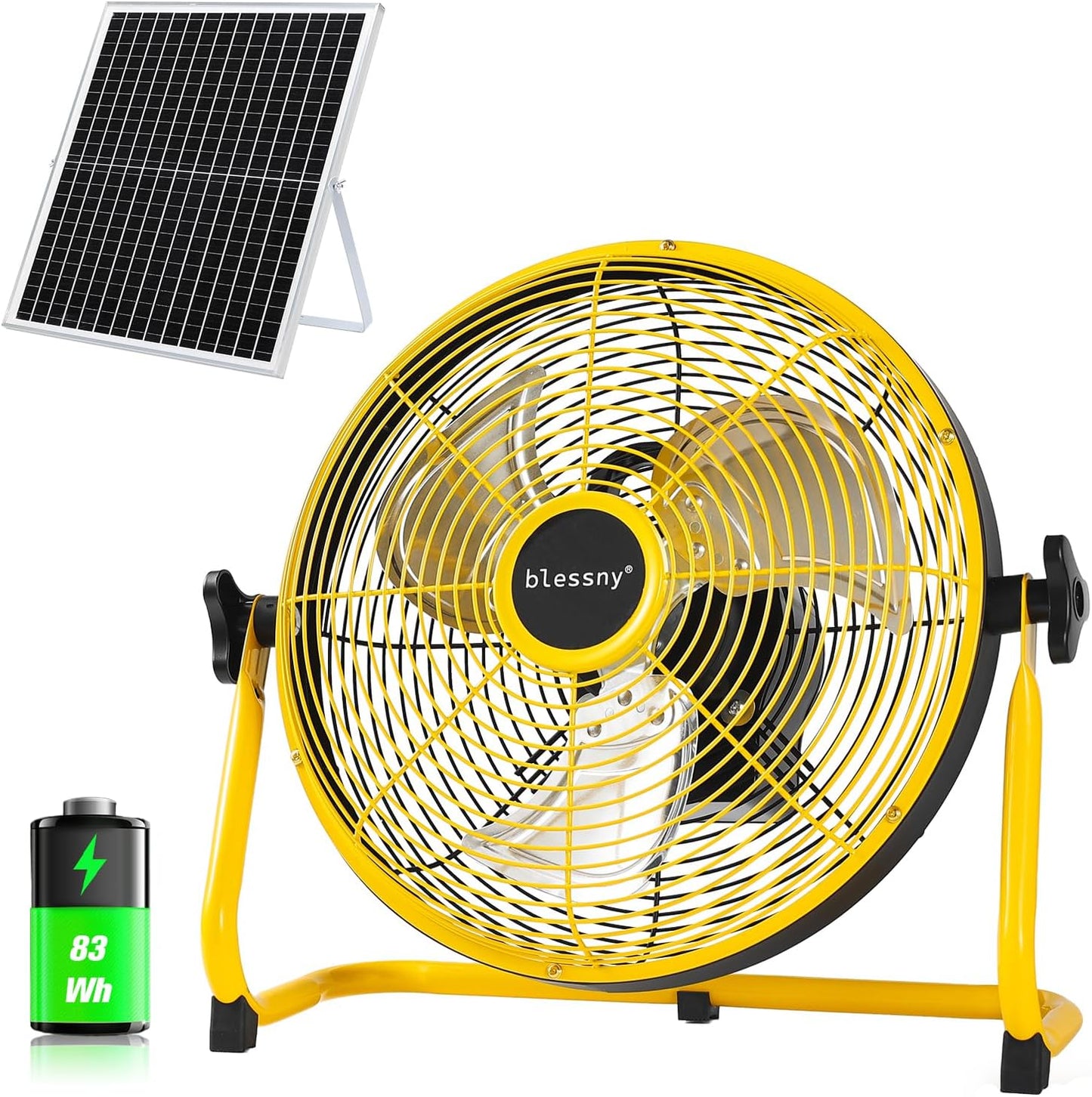 CNMI GUAM Free Air Ship. 12" Solar Rechargeable Floor Fan with 35W Solar Panel USB CHARGING outlet on fan. - Durvy Industrial_