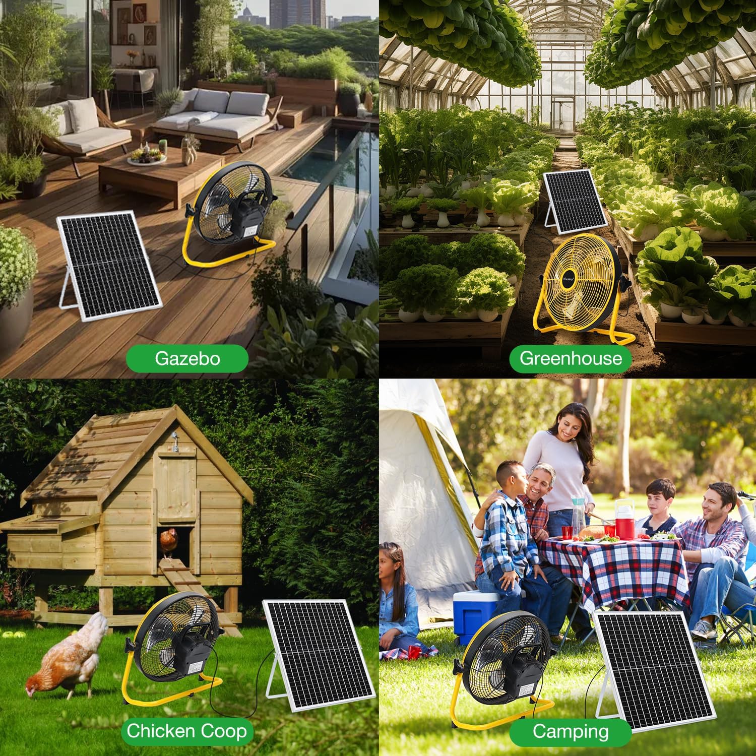 CNMI GUAM Free Air Ship. 12" Solar Rechargeable Floor Fan with 35W Solar Panel USB CHARGING outlet on fan. - Durvy Industrial_