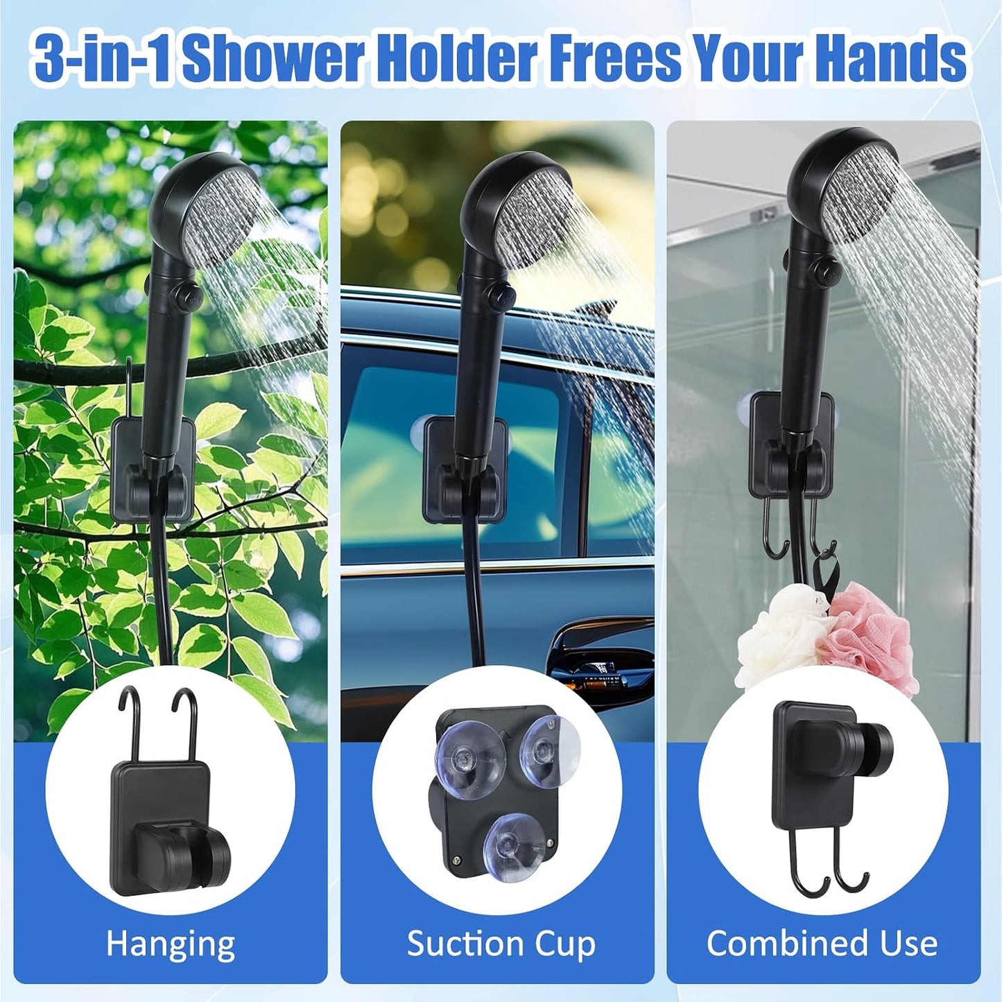CNMI GUAM Free Air Ship. Portable Shower - Rechargeable Shower Pump with Filtered Shower Head, 4 Spray Modes & LED Display. - Durvy Industrial_