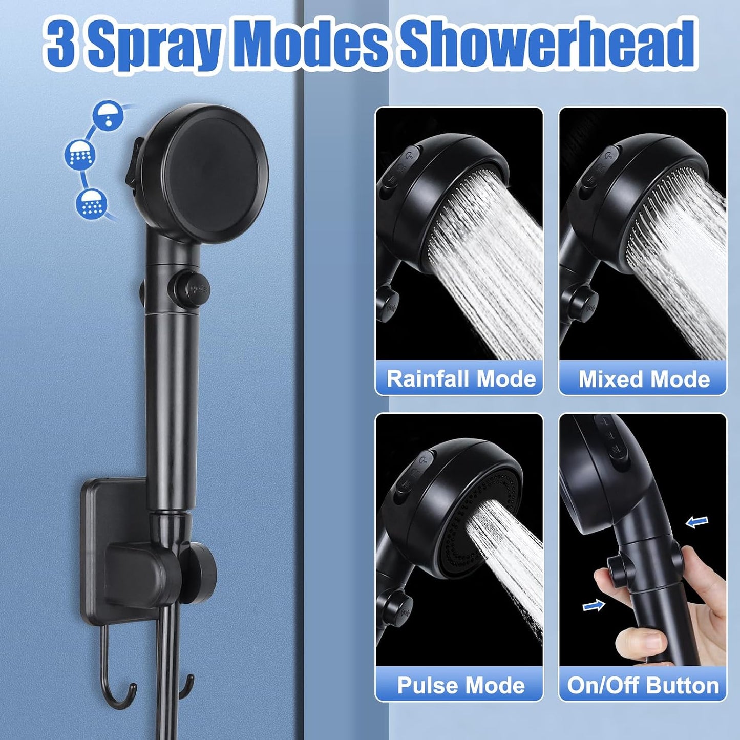 CNMI GUAM Free Air Ship. Portable Shower - Rechargeable Shower Pump with Filtered Shower Head, 4 Spray Modes & LED Display. - Durvy Industrial_