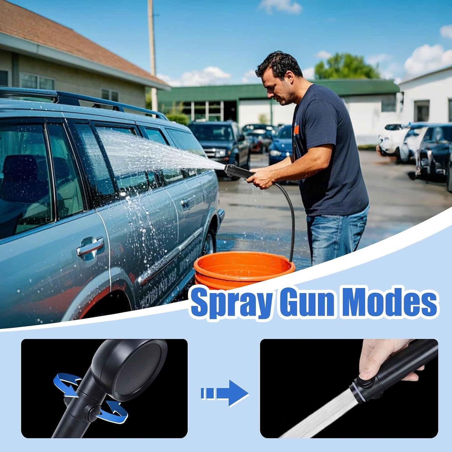 CNMI GUAM Free Air Ship. Portable Shower - Rechargeable Shower Pump with Filtered Shower Head, 4 Spray Modes & LED Display. - Durvy Industrial_