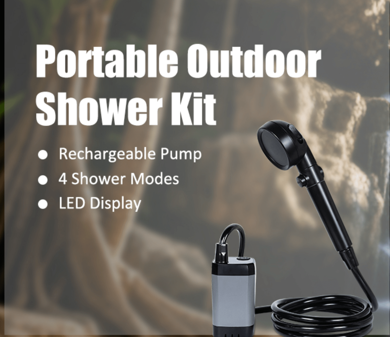 CNMI GUAM Free Air Ship. Portable Shower - Rechargeable Shower Pump with Filtered Shower Head, 4 Spray Modes & LED Display. - Durvy Industrial_