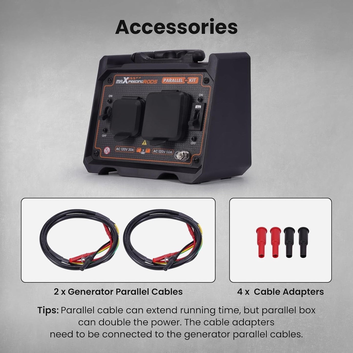 Generator Parallel Kit – 6000W Output | Works with Multiple Generator Brands | 30A & 50A Outlets | Includes Cables & Adapters - Durvy Industrial_