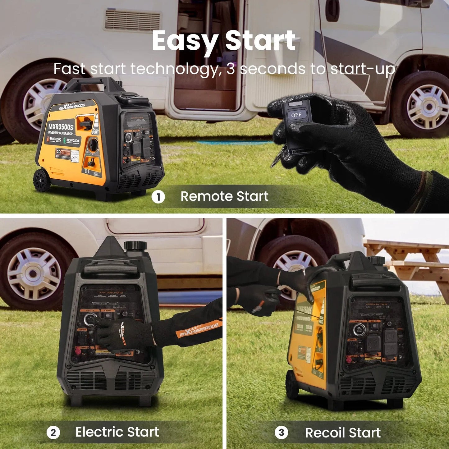 MXR3500S 3500W Dual - Fuel Inverter Generator - Remote Start - Durvy Industrial_