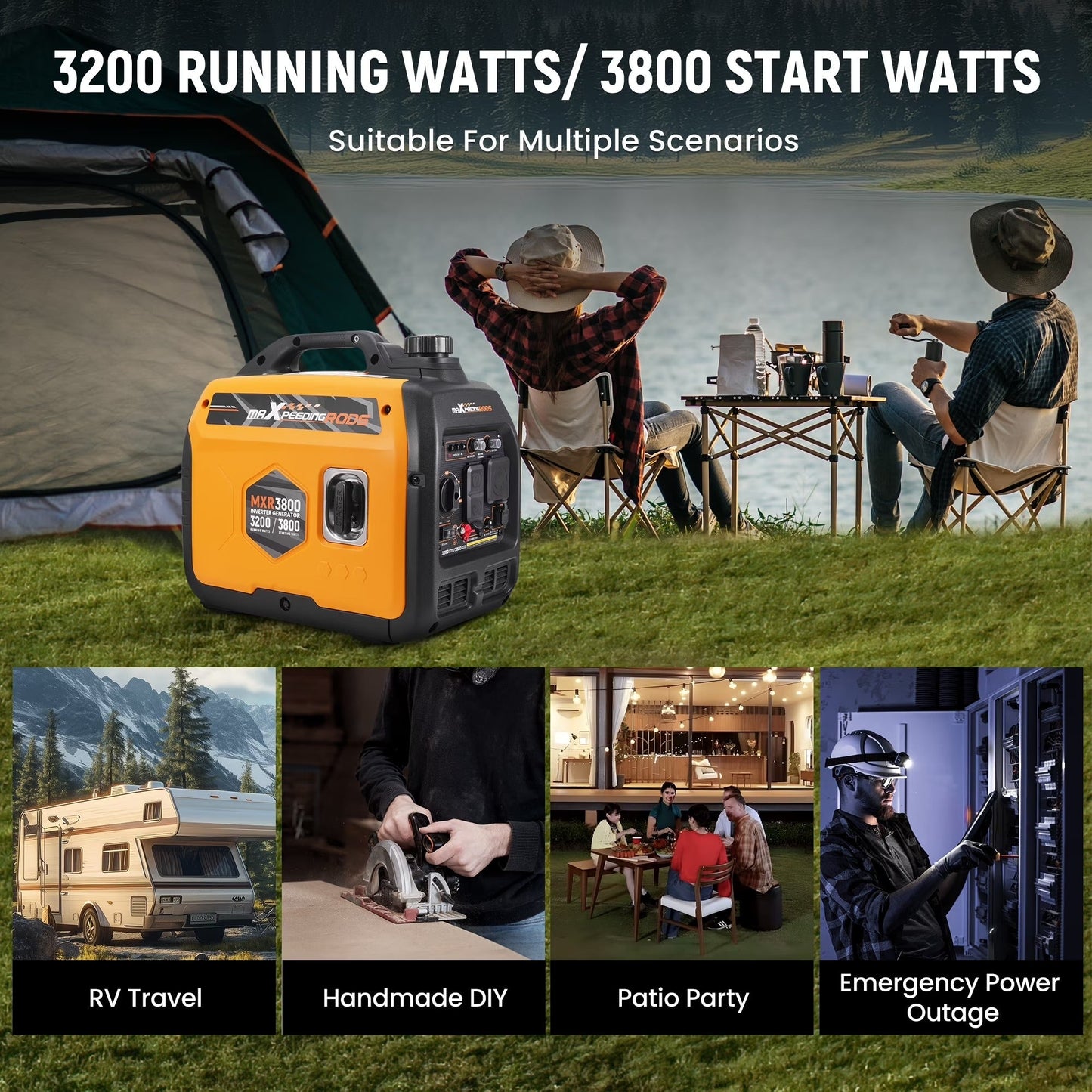 MXR3800 3800W Gas Powered Inverter Generator - Durvy Industrial_