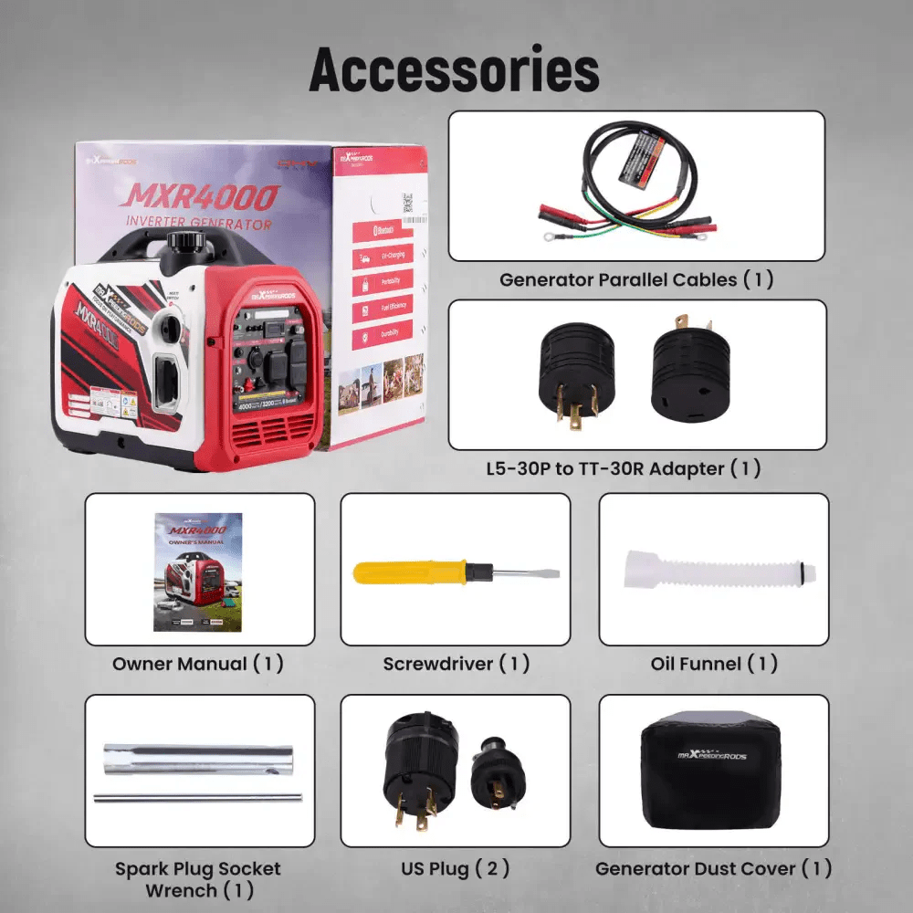 MXR4000 Portable Inverter Generator - Gas Powered, Quiet Operation - Durvy Industrial_