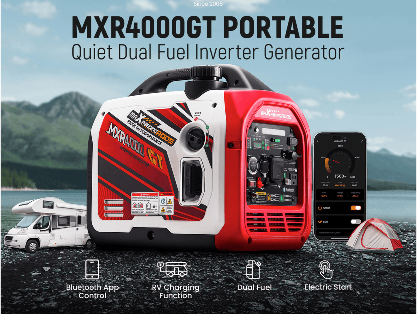 MXR4000GT 4000W Dual - Fuel Inverter Generator - Durvy Industrial_