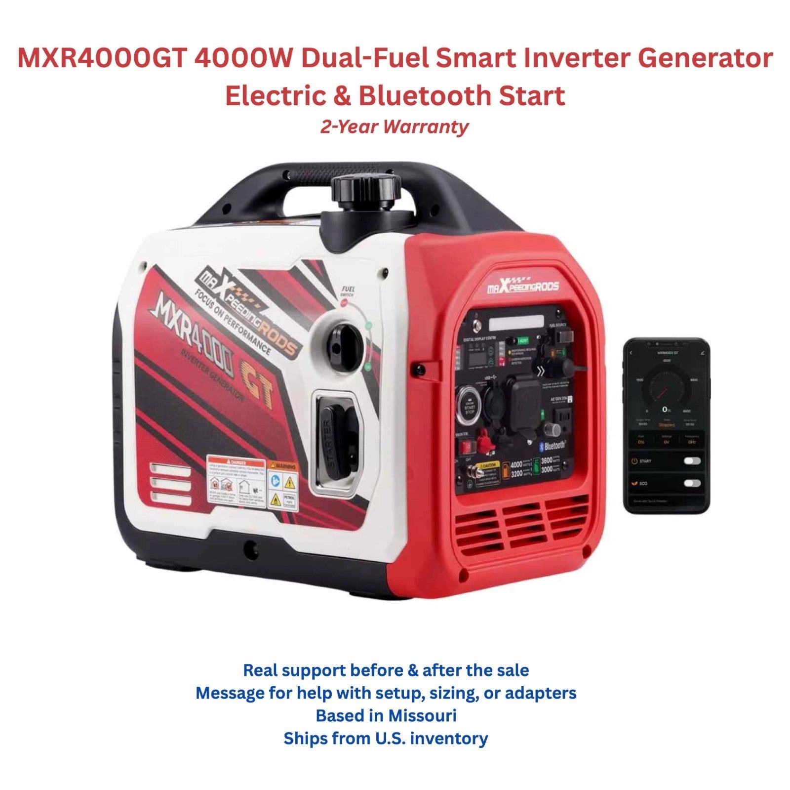 MXR4000GT 4000W Dual - Fuel Inverter Generator - Durvy Industrial_