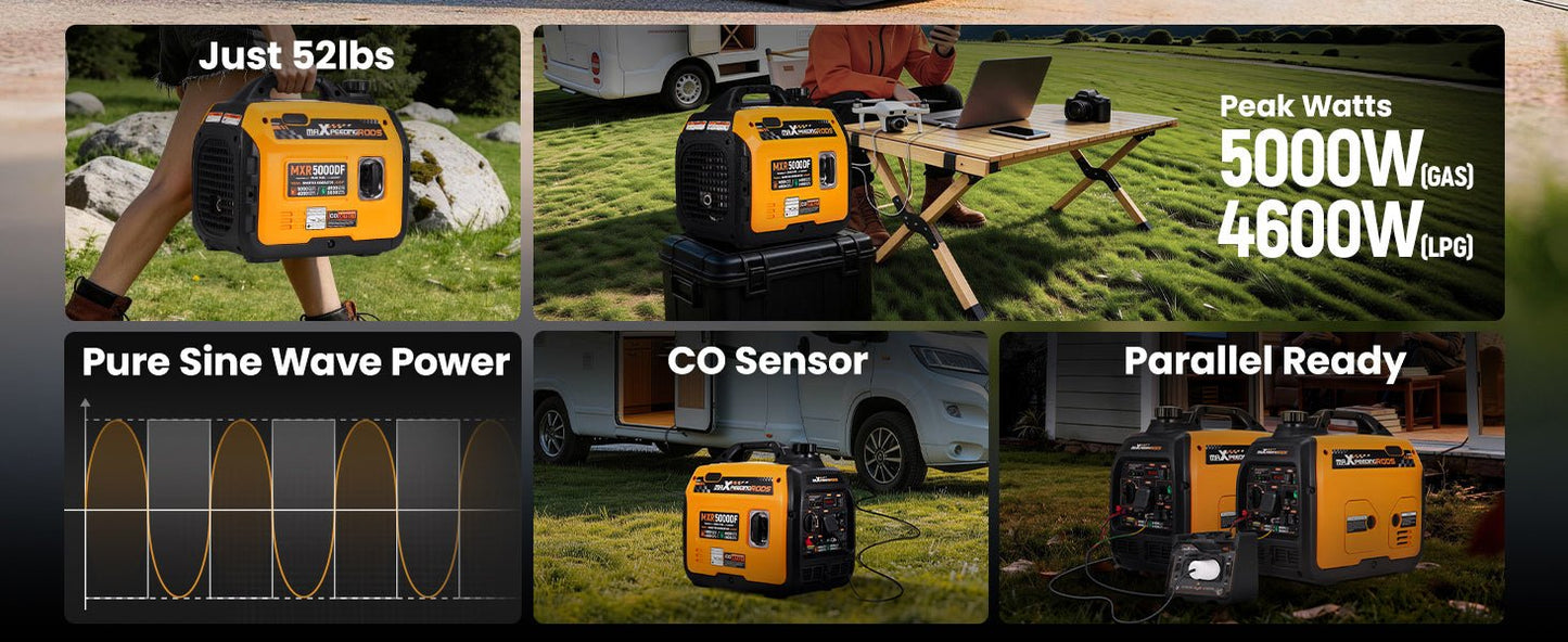 MXR5000DF - Inverter Generator - Dual Fuel (Propane - LPG) for Apartments. - Durvy Industrial_